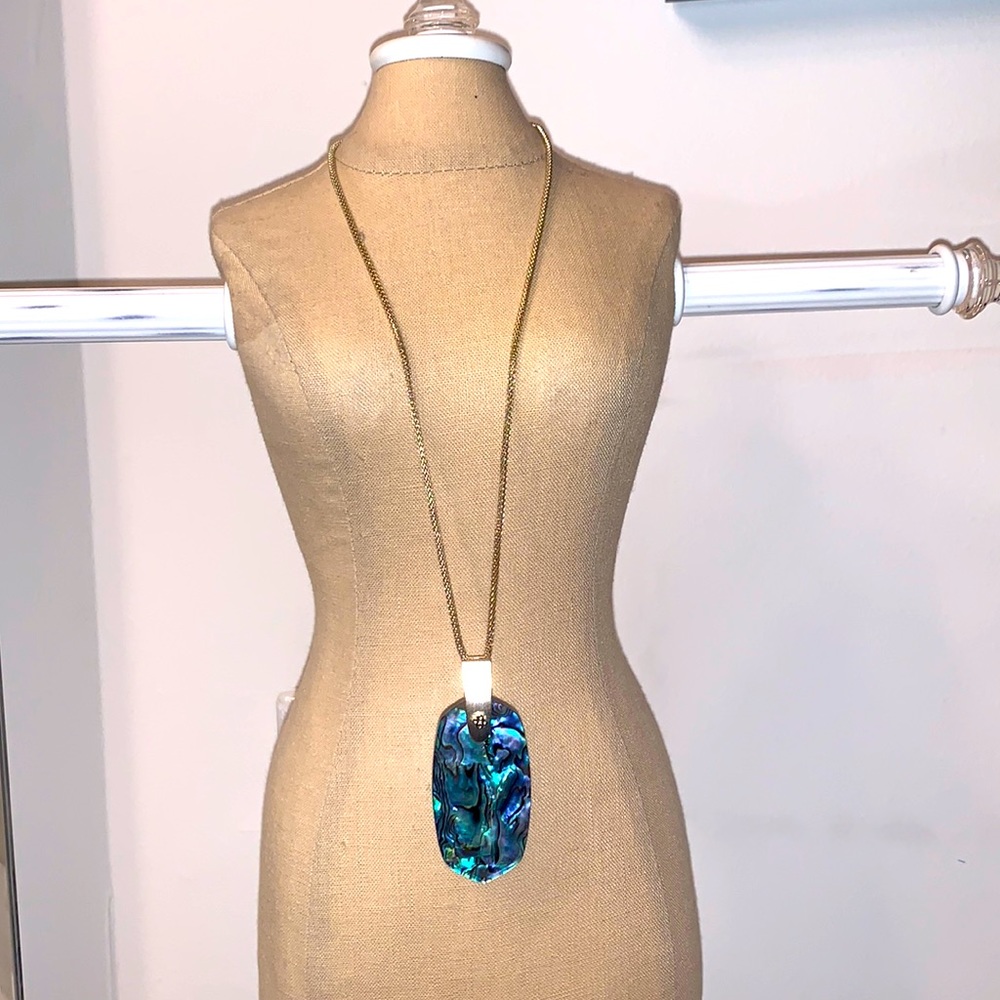 Inez Gold Long Pendant Necklace In Abalone Shell
